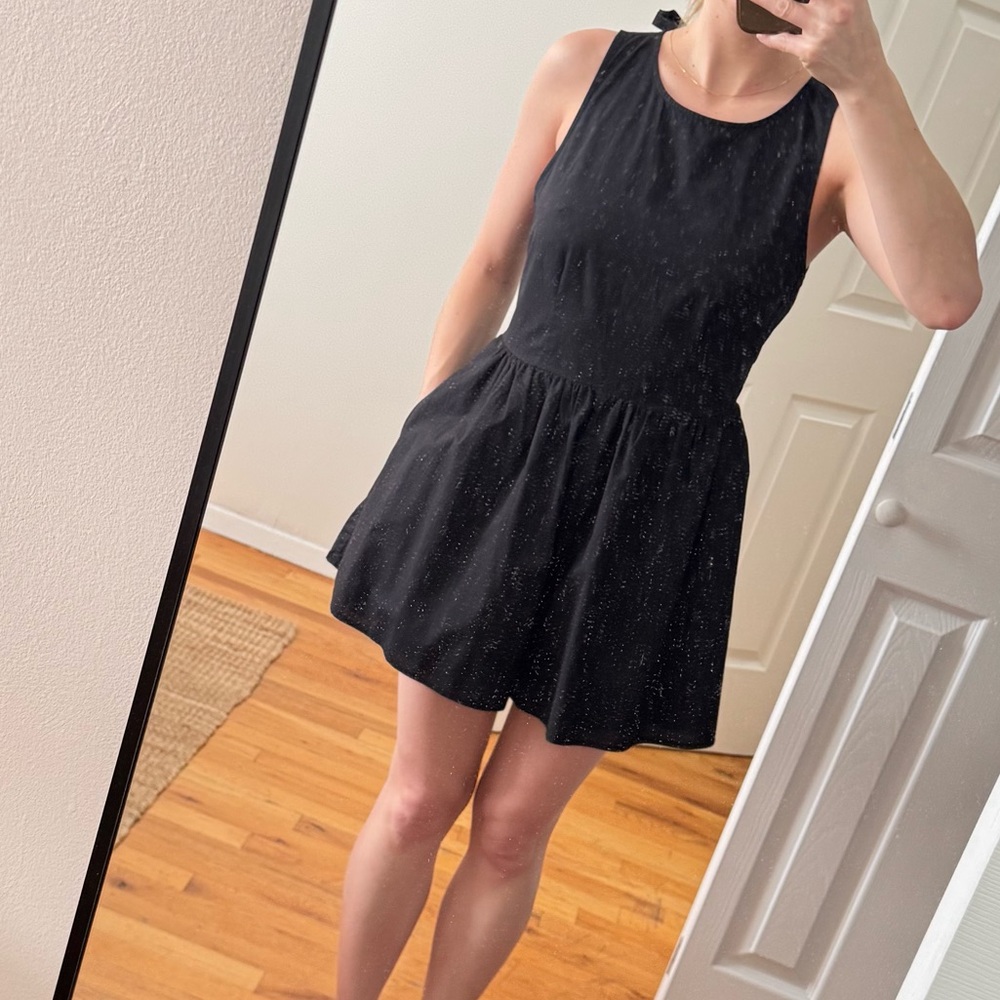 poplin open back skirty romper